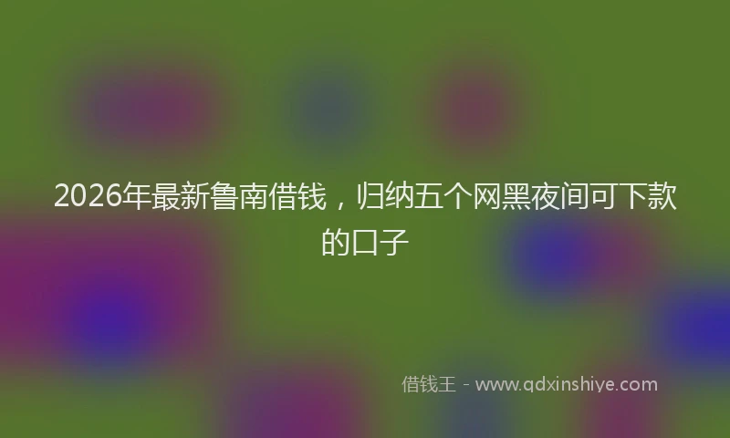 2026年最新鲁南借钱，归纳五个网黑夜间可下款的口子