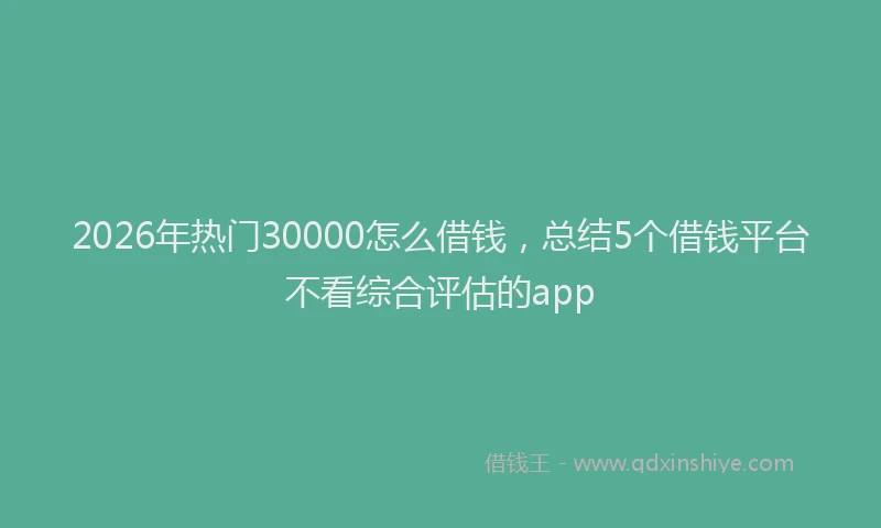 2026年热门30000怎么借钱，总结5个借钱平台不看综合评估的app