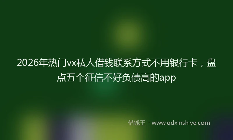 2026年热门vx私人借钱联系方式不用银行卡，盘点五个征信不好负债高的app