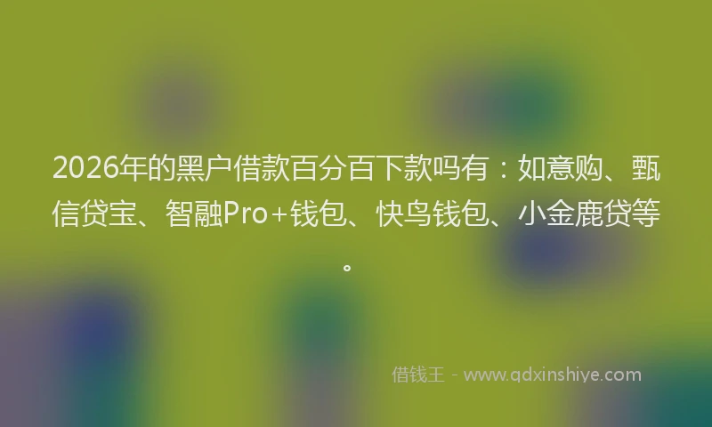 2026年的黑户借款百分百下款吗有：如意购、甄信贷宝、智融Pro+钱包、快鸟钱包、小金鹿贷等。