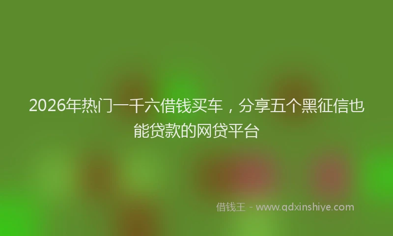 2026年热门一千六借钱买车，分享五个黑征信也能贷款的网贷平台