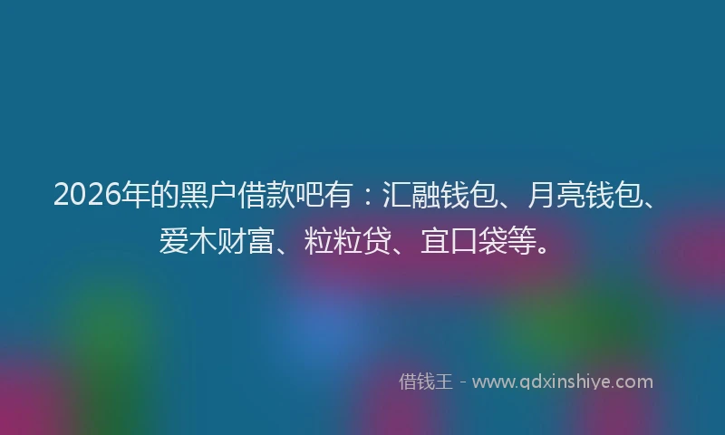2026年的黑户借款吧有：汇融钱包、月亮钱包、爱木财富、粒粒贷、宜口袋等。