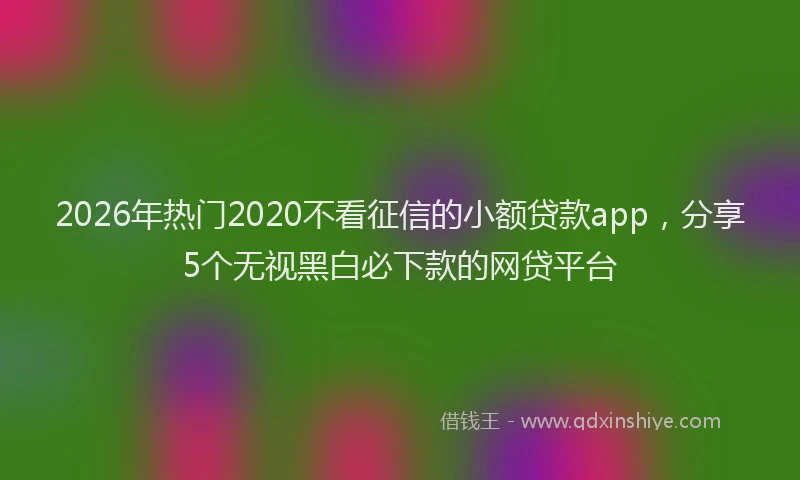 2026年热门2020不看征信的小额贷款app，分享5个无视黑白必下款的网贷平台