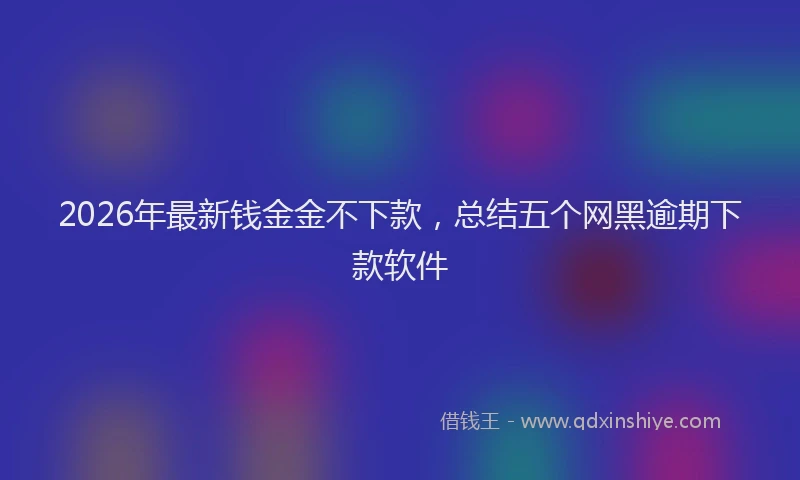 2026年最新钱金金不下款，总结五个网黑逾期下款软件
