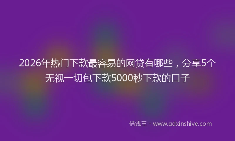2026年热门下款最容易的网贷有哪些，分享5个无视一切包下款5000秒下款的口子