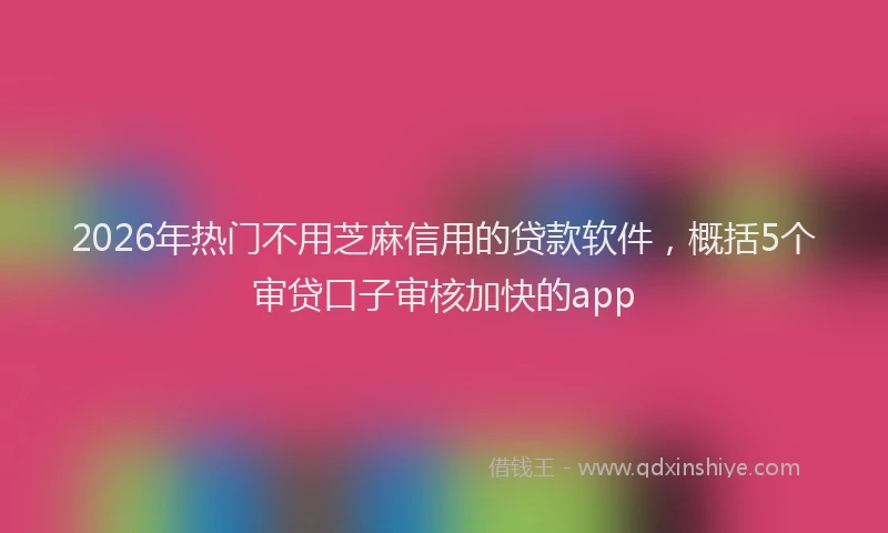 2026年热门不用芝麻信用的贷款软件，概括5个审贷口子审核加快的app