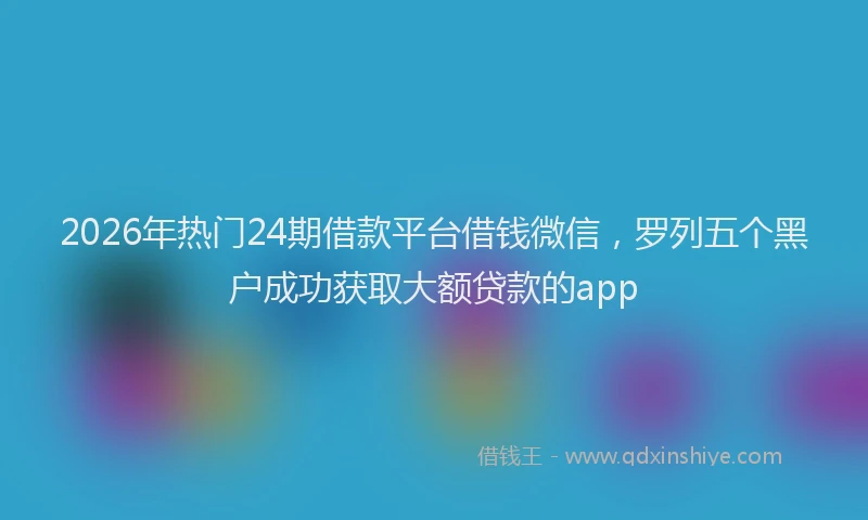 2026年热门24期借款平台借钱微信，罗列五个黑户成功获取大额贷款的app