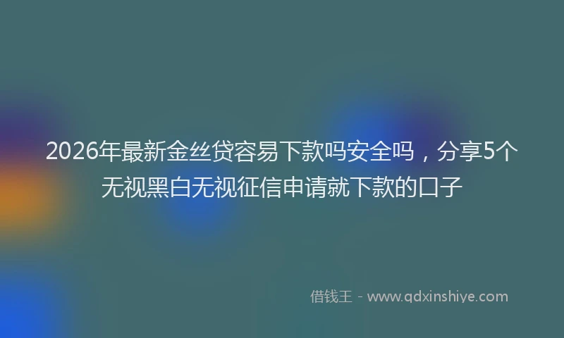 2026年最新金丝贷容易下款吗安全吗，分享5个无视黑白无视征信申请就下款的口子
