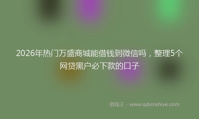 2026年热门万盛商城能借钱到微信吗，整理5个网贷黑户必下款的口子