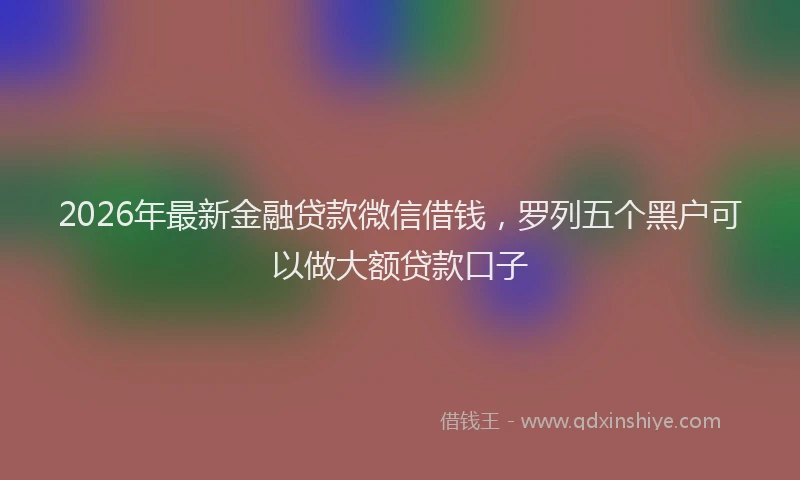 2026年最新金融贷款微信借钱，罗列五个黑户可以做大额贷款口子