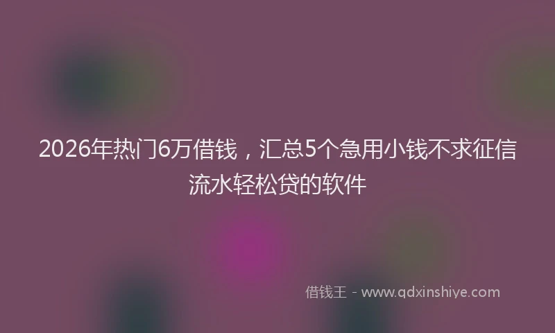 2026年热门6万借钱，汇总5个急用小钱不求征信流水轻松贷的软件