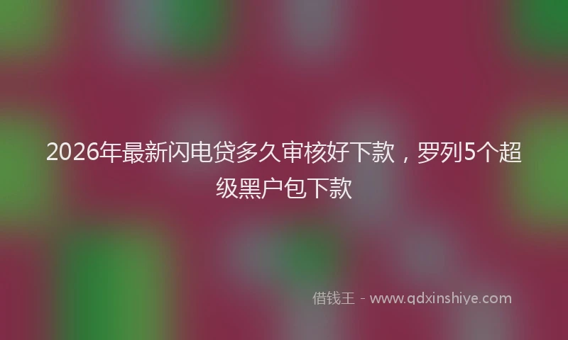 2026年最新闪电贷多久审核好下款，罗列5个超级黑户包下款