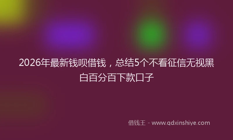 2026年最新钱呗借钱，总结5个不看征信无视黑白百分百下款口子
