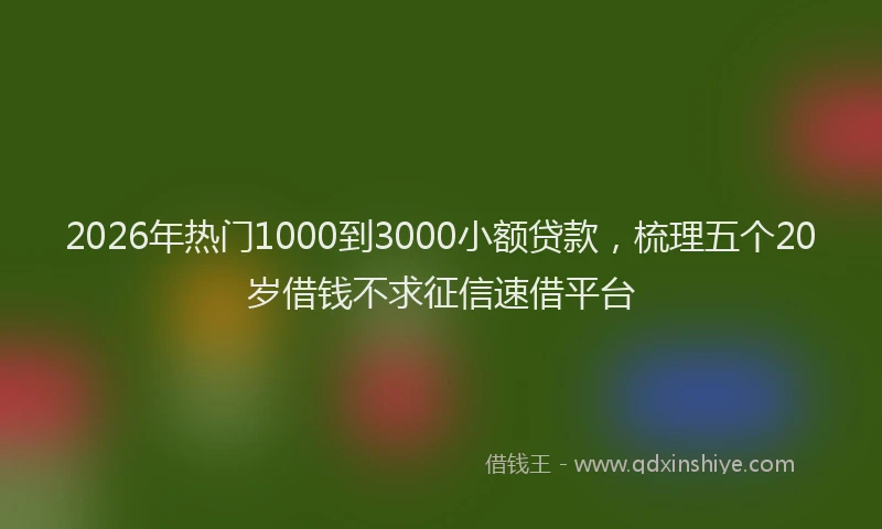 2026年热门1000到3000小额贷款，梳理五个20岁借钱不求征信速借平台
