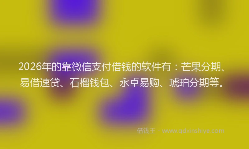 2026年的靠微信支付借钱的软件有：芒果分期、易借速贷、石榴钱包、永卓易购、琥珀分期等。