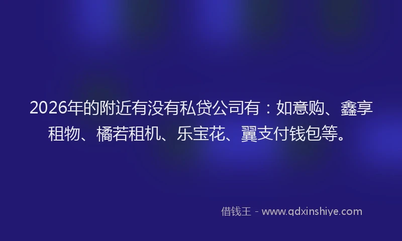 2026年的附近有没有私贷公司有：如意购、鑫享租物、橘若租机、乐宝花、翼支付钱包等。