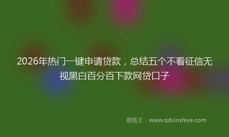 2026年热门一键申请贷款，总结五个不看征信无视黑白百分百下款网贷口子