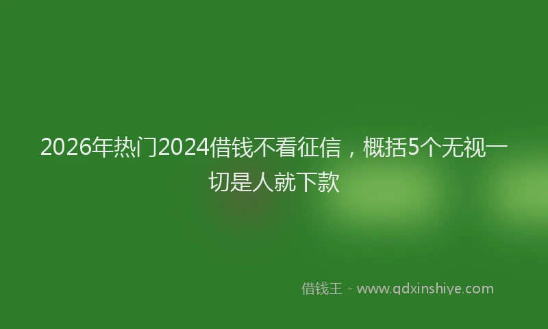 2026年热门2024借钱不看征信，概括5个无视一切是人就下款