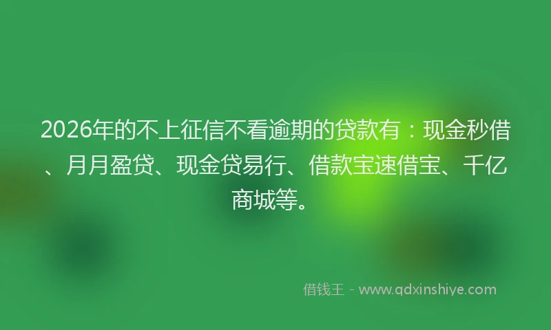 2026年的不上征信不看逾期的贷款有：现金秒借、月月盈贷、现金贷易行、借款宝速借宝、千亿商城等。