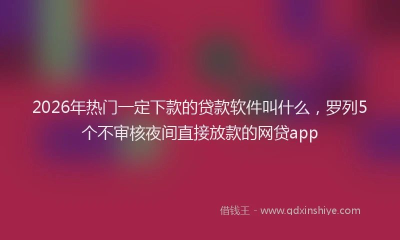 2026年热门一定下款的贷款软件叫什么，罗列5个不审核夜间直接放款的网贷app