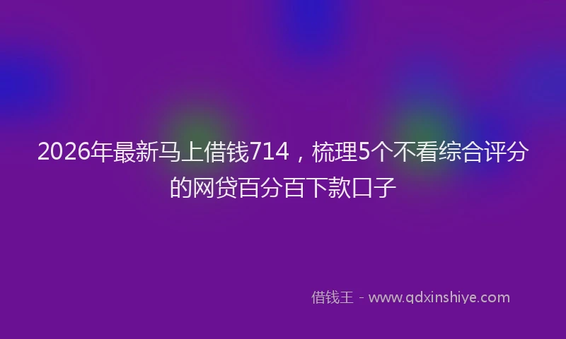 2026年最新马上借钱714，梳理5个不看综合评分的网贷百分百下款口子