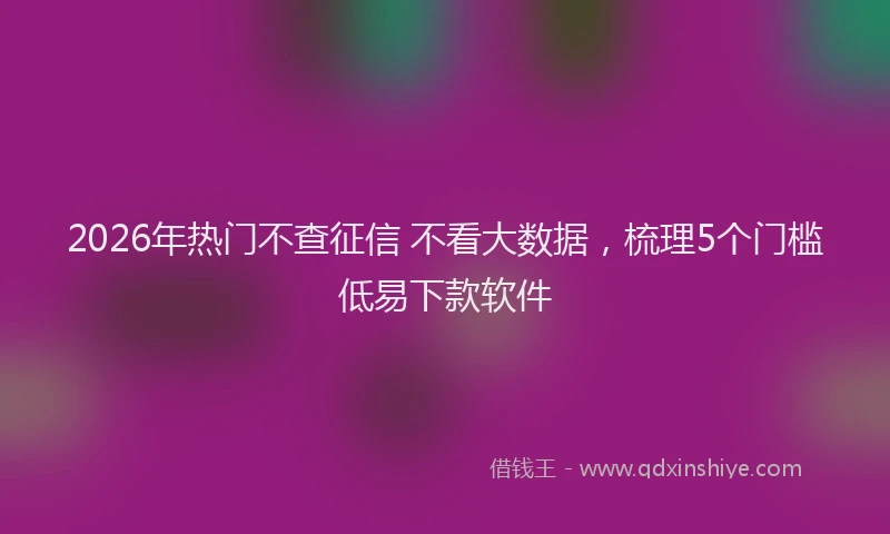 2026年热门不查征信 不看大数据，梳理5个门槛低易下款软件