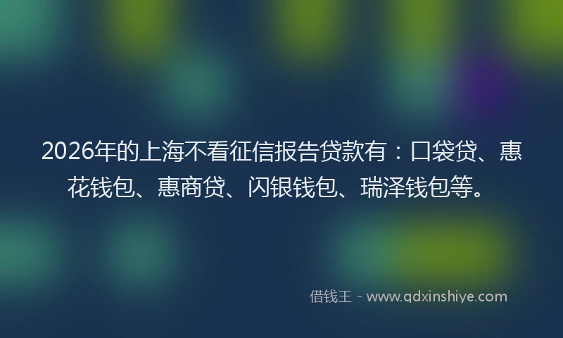 2026年的上海不看征信报告贷款有：口袋贷、惠花钱包、惠商贷、闪银钱包、瑞泽钱包等。