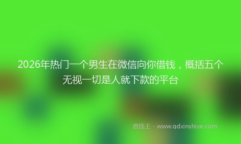 2026年热门一个男生在微信向你借钱，概括五个无视一切是人就下款的平台