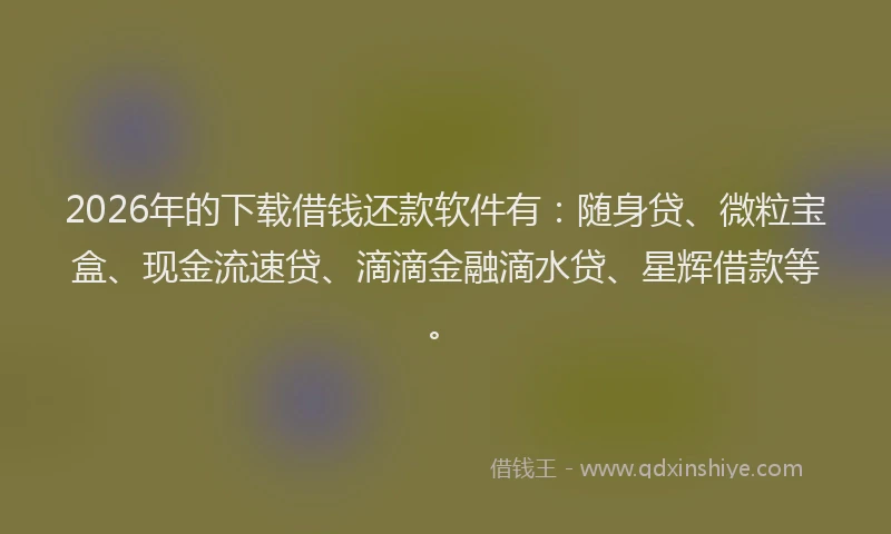 2026年的下载借钱还款软件有：随身贷、微粒宝盒、现金流速贷、滴滴金融滴水贷、星辉借款等。