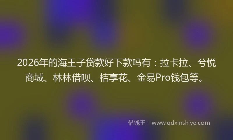 2026年的海王子贷款好下款吗有：拉卡拉、兮悦商城、林林借呗、桔享花、金易Pro钱包等。