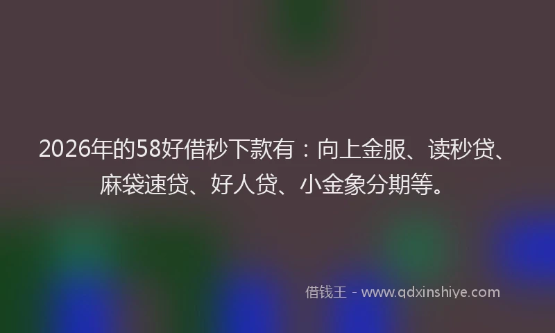 2026年的58好借秒下款有：向上金服、读秒贷、麻袋速贷、好人贷、小金象分期等。