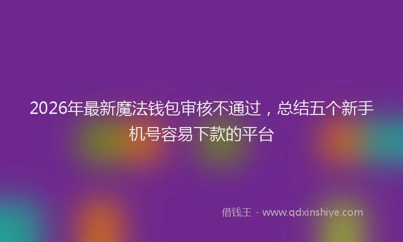2026年最新魔法钱包审核不通过，总结五个新手机号容易下款的平台