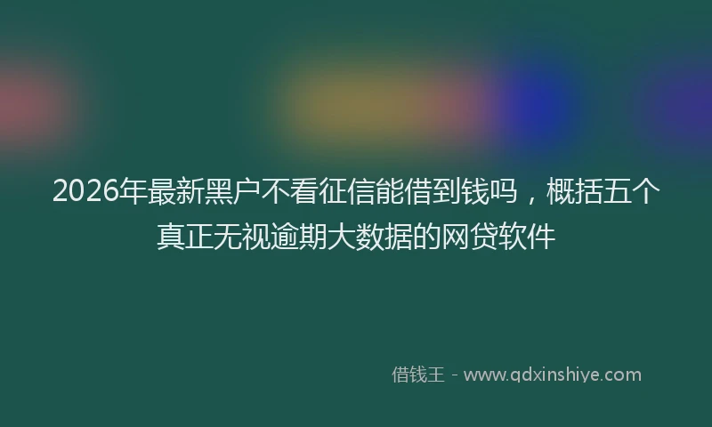 2026年最新黑户不看征信能借到钱吗，概括五个真正无视逾期大数据的网贷软件
