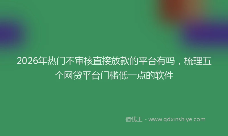2026年热门不审核直接放款的平台有吗，梳理五个网贷平台门槛低一点的软件