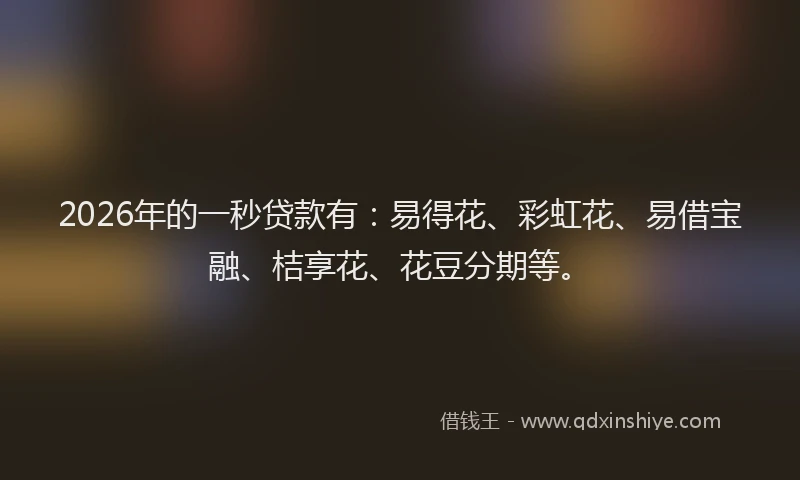 2026年的一秒贷款有：易得花、彩虹花、易借宝融、桔享花、花豆分期等。