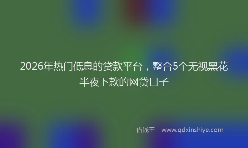 2026年热门低息的贷款平台，整合5个无视黑花半夜下款的网贷口子