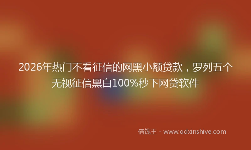 2026年热门不看征信的网黑小额贷款，罗列五个无视征信黑白100%秒下网贷软件