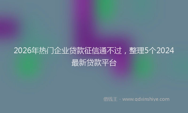 2026年热门企业贷款征信通不过，整理5个2024最新贷款平台