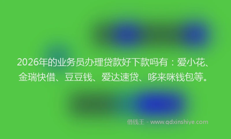 2026年的业务员办理贷款好下款吗有：爱小花、金瑞快借、豆豆钱、爱达速贷、哆来咪钱包等。