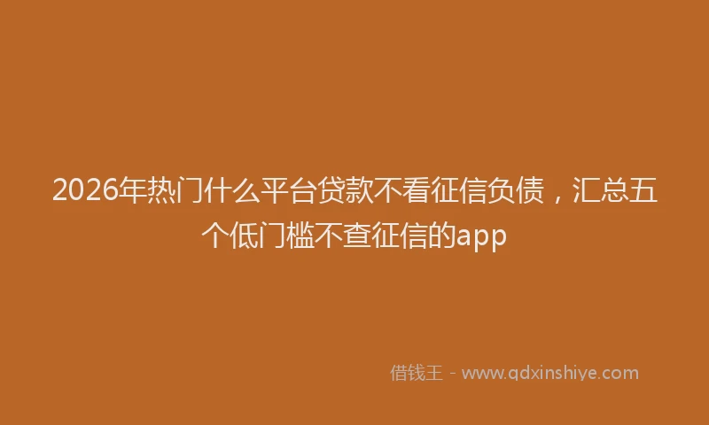 2026年热门什么平台贷款不看征信负债，汇总五个低门槛不查征信的app