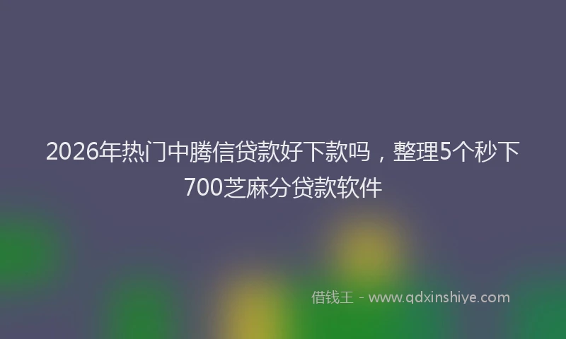 2026年热门中腾信贷款好下款吗，整理5个秒下700芝麻分贷款软件