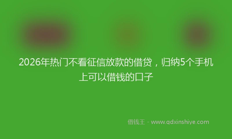 2026年热门不看征信放款的借贷，归纳5个手机上可以借钱的口子