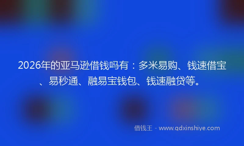 2026年的亚马逊借钱吗有：多米易购、钱速借宝、易秒通、融易宝钱包、钱速融贷等。