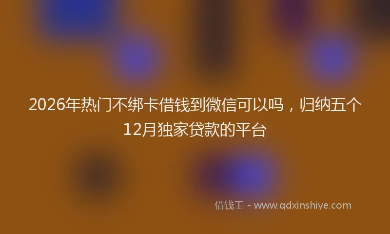 2026年热门不绑卡借钱到微信可以吗，归纳五个12月独家贷款的平台