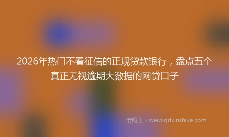 2026年热门不看征信的正规贷款银行，盘点五个真正无视逾期大数据的网贷口子