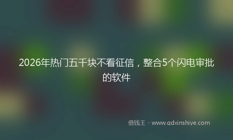 2026年热门五千块不看征信，整合5个闪电审批的软件