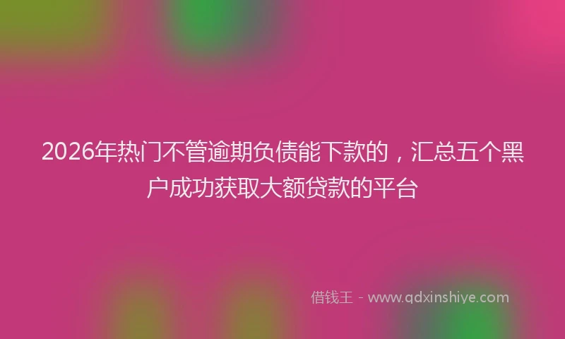 2026年热门不管逾期负债能下款的，汇总五个黑户成功获取大额贷款的平台