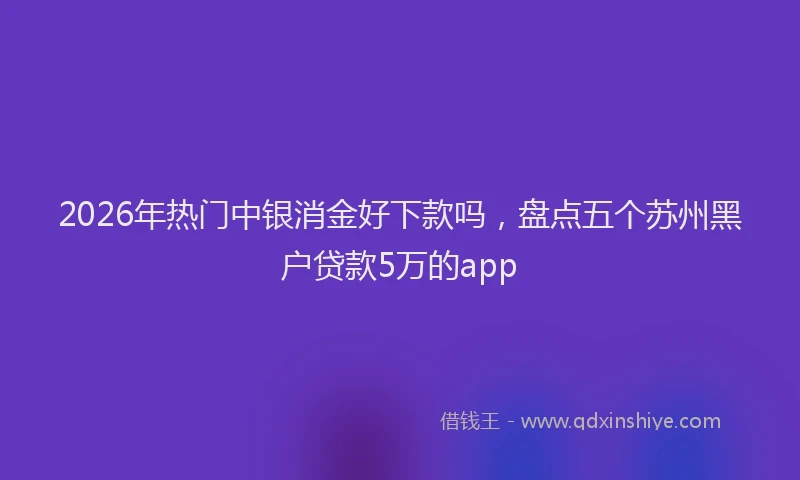 2026年热门中银消金好下款吗，盘点五个苏州黑户贷款5万的app