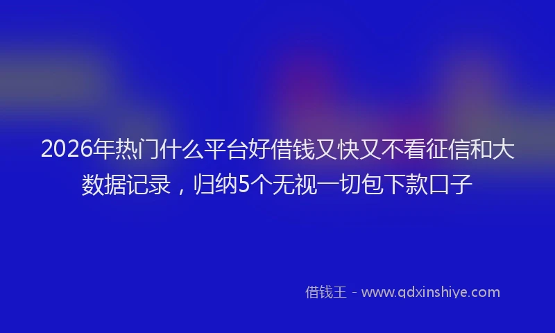 2026年热门什么平台好借钱又快又不看征信和大数据记录，归纳5个无视一切包下款口子