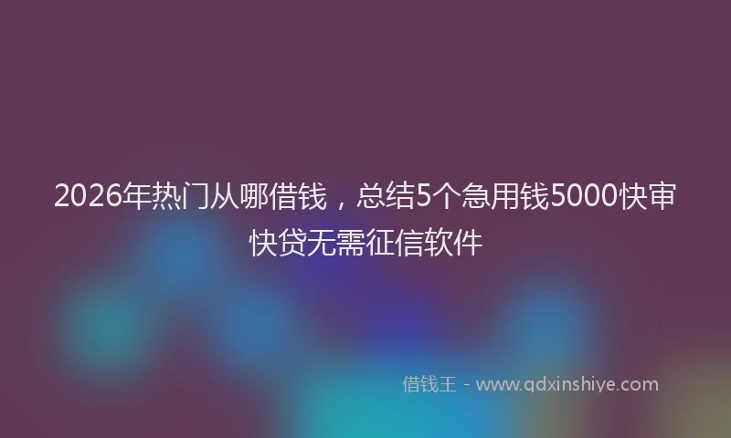 2026年热门从哪借钱，总结5个急用钱5000快审快贷无需征信软件